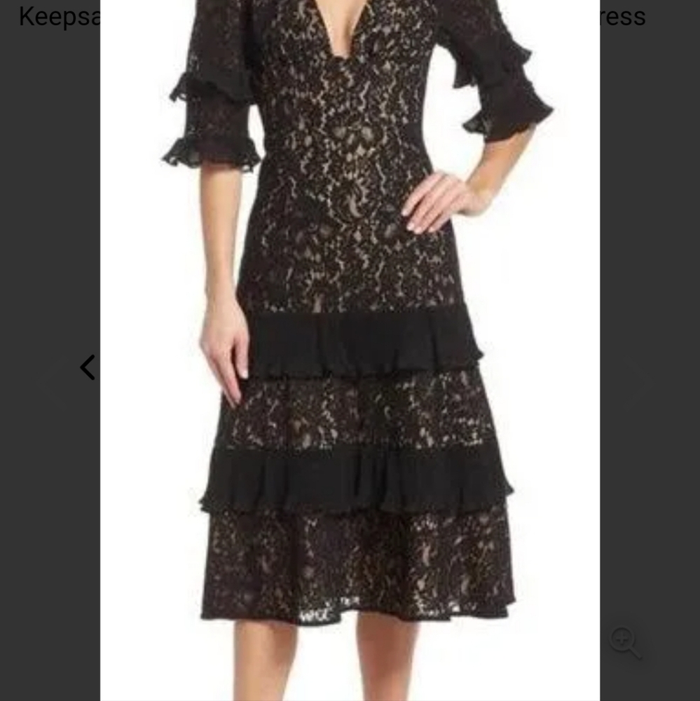 NWT Keepsake the Brand  Black Lace Midi Dress Size Medium - Picture 2 of 6
